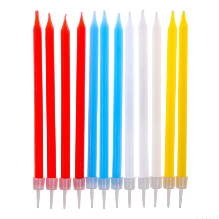 Cвечи тонкие в торт "С днем рождения" 12 шт.