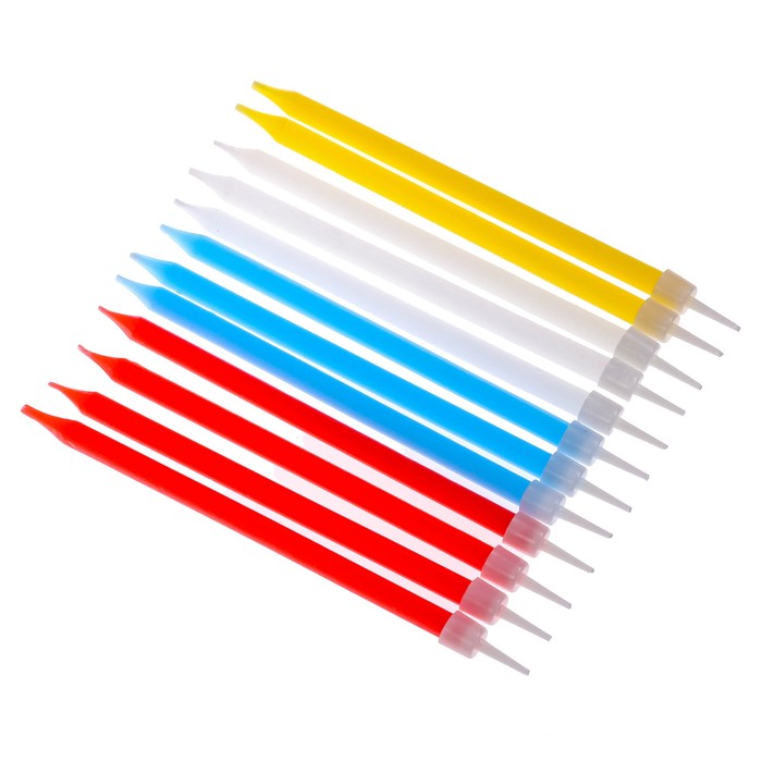 Cвечи тонкие в торт "С днем рождения" 12 шт.