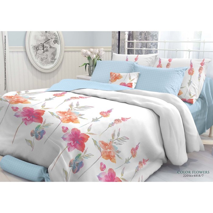КПБ Colour Flowers дуэт, 220х240см, 148х215см-2 шт., 70х70см, 50х70 см по 2 шт., перкаль