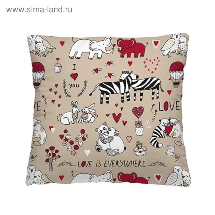 фото Подушка декоративная love is everywhere, размер 40х40 см, полиэстер