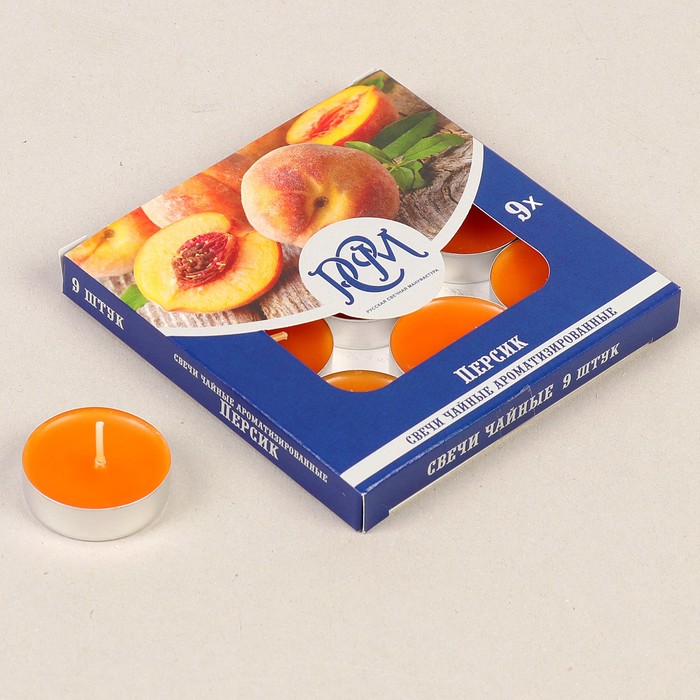 Набор чайных свечей ароматизированных "Персик", 10гр, 9штук