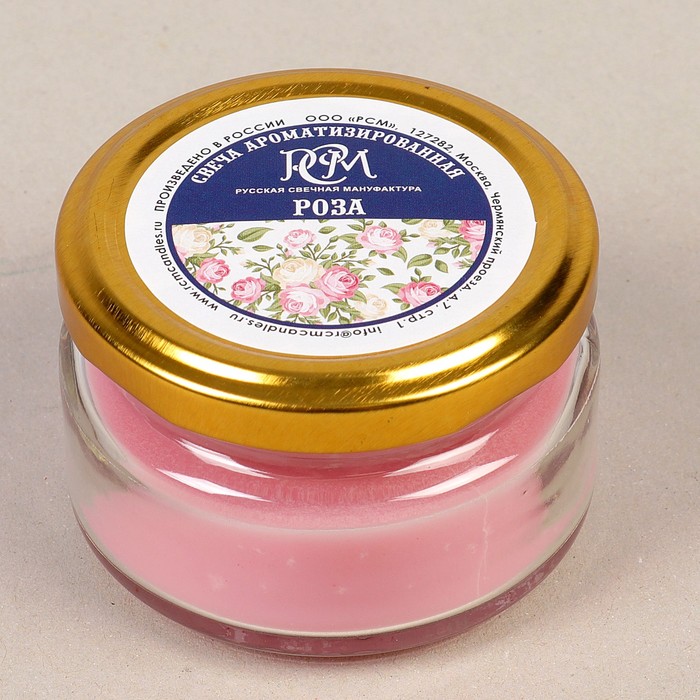 Свеча в банке ароматизированная "Роза" 50гр, время горения 13ч