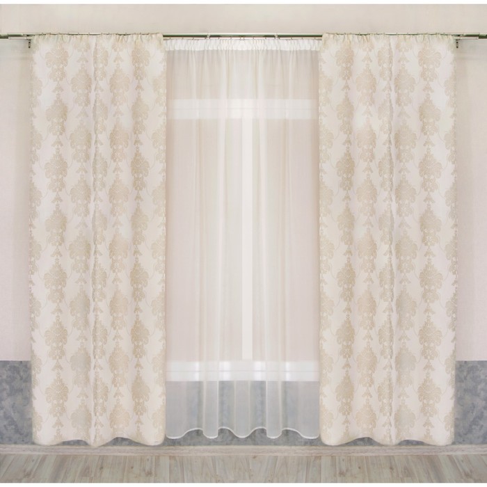 Комплект штор, размер 135х250 см-2 шт., тюль 250х300 см