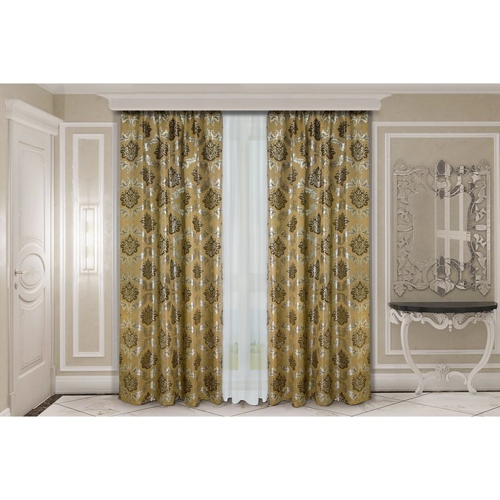 Комплект штор, размер 150х270 см-2 шт., тюль 270х300 см