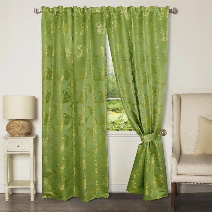 Комплект штор, размер 150х265 см-2 шт., цвет зелёный