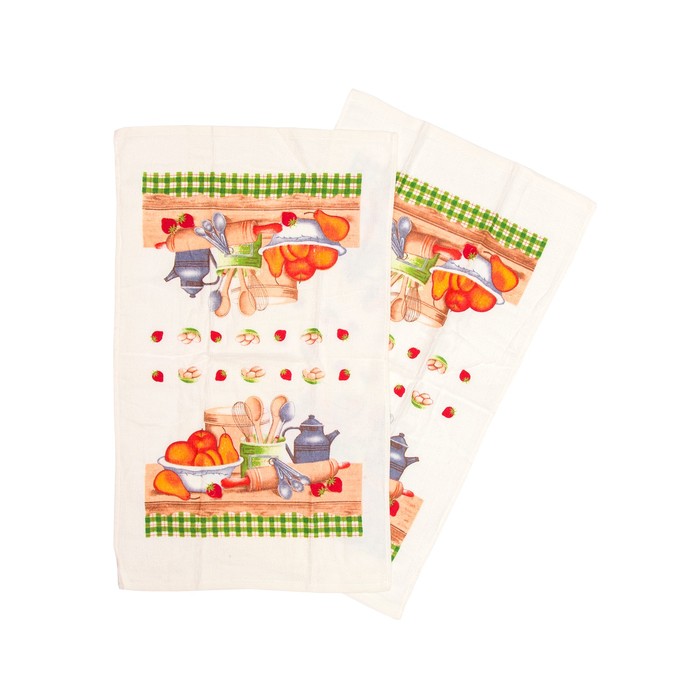 Полотенце кухонное, размер 38х63 см-2 шт.