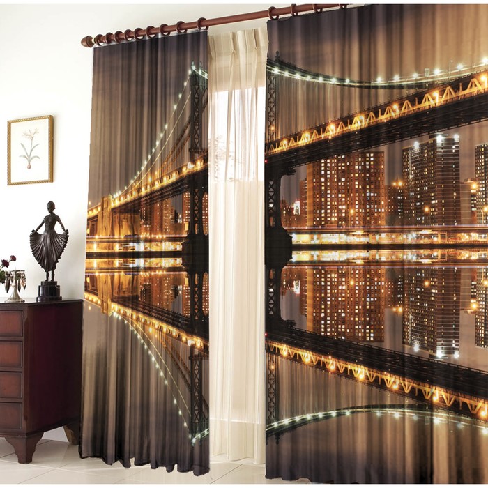 Комплект штор "Мост", размер 150х270 см-2 шт., габардин