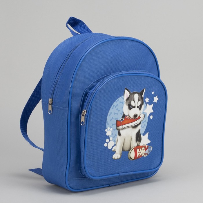 Рюкзак детский "Собака", 1 отдел на молнии, наружный карман, цвет васильковый