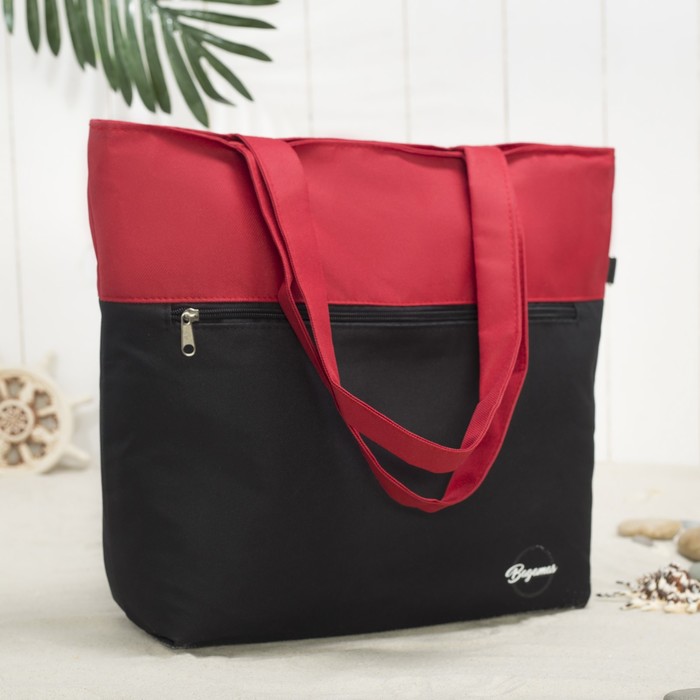 Сумка летняя, 1 отдел на молнии, наружный карман, цвет чёрный/красный