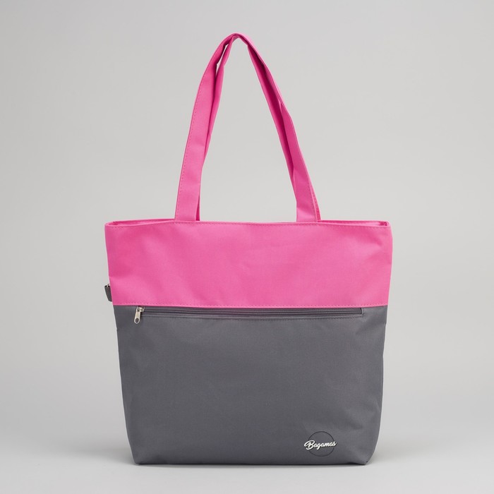 Сумка летняя, 1 отдел на молнии, наружный карман, цвет серый/розовый