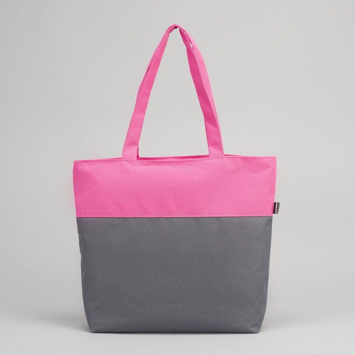 Сумка летняя, 1 отдел на молнии, наружный карман, цвет серый/розовый