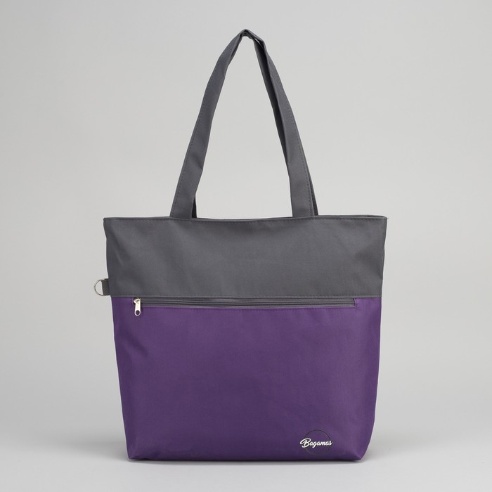 Сумка летняя, 1 отдел на молнии, наружный карман, цвет баклажановый/серый