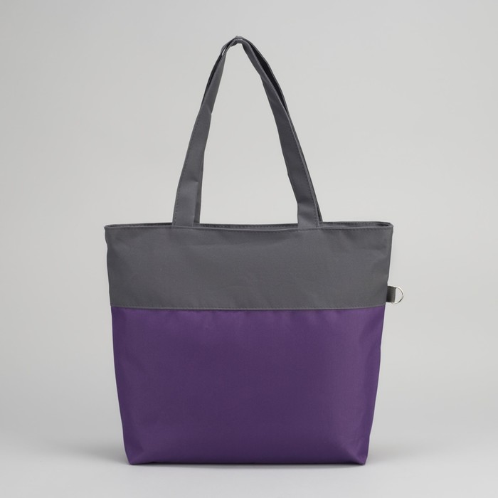 Сумка летняя, 1 отдел на молнии, наружный карман, цвет баклажановый/серый