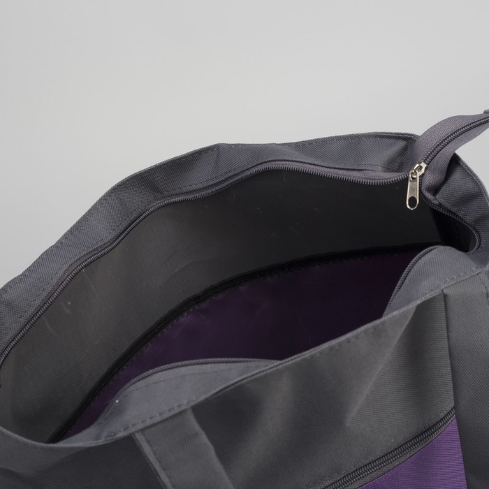 Сумка летняя, 1 отдел на молнии, наружный карман, цвет баклажановый/серый