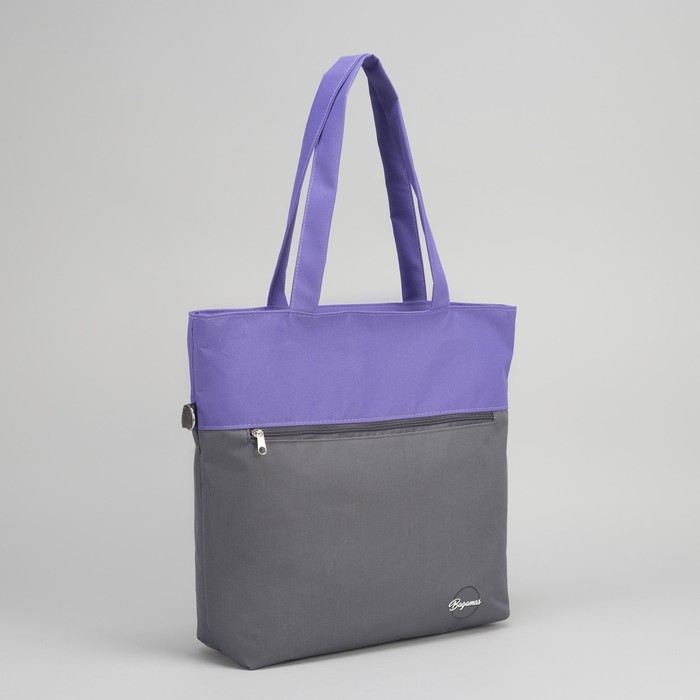 Сумка летняя, 1 отдел на молнии, наружный карман, цвет серый/сиреневый