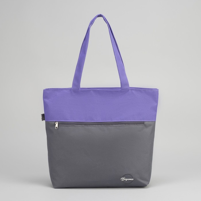Сумка летняя, 1 отдел на молнии, наружный карман, цвет серый/сиреневый