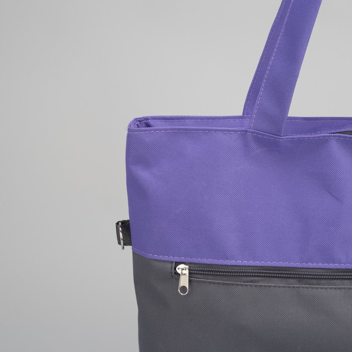 Сумка летняя, 1 отдел на молнии, наружный карман, цвет серый/сиреневый