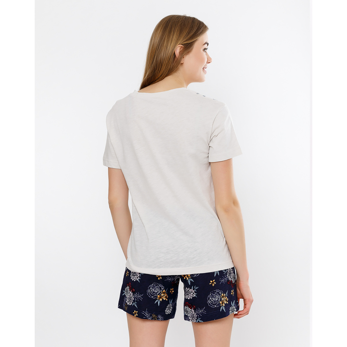 Пижама женская (футболка, шорты) 2835-0 (562302) цвет молочный, р-р 44 (S)