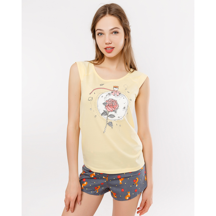 Комплект женский (джемпер, шорты) 593-0 (592214) цвет желтый, р-р 44 (S)