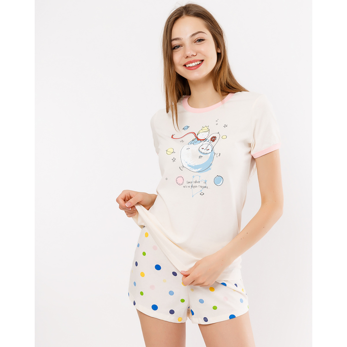 Комплект женский (джемпер, шорты) 2817-0 (592301) цвет молочный, р-р 50 (XL)