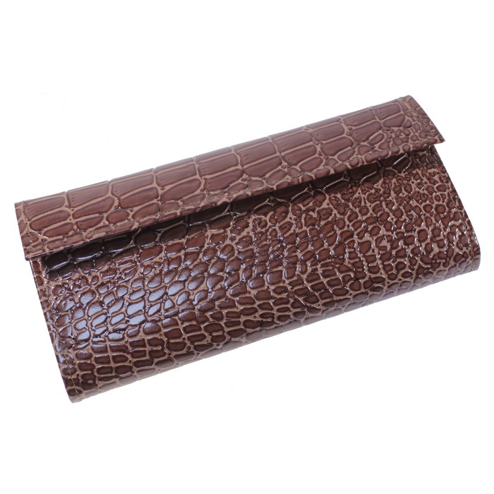 Кошелёк жен., кнопка, н/к, цвет коричневый светл. крокодил Пр952-204