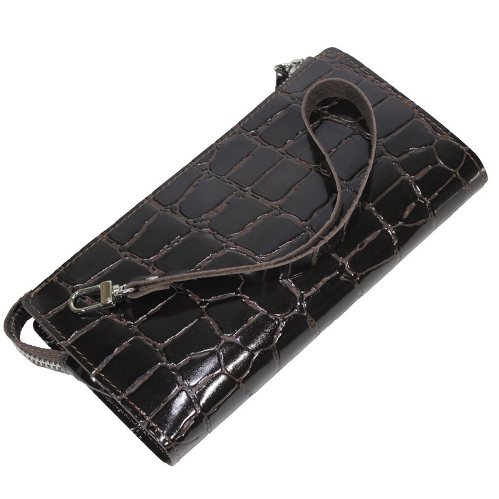 Кошелёк мужской, молния, натуральная кожа, цвет коричневый скат