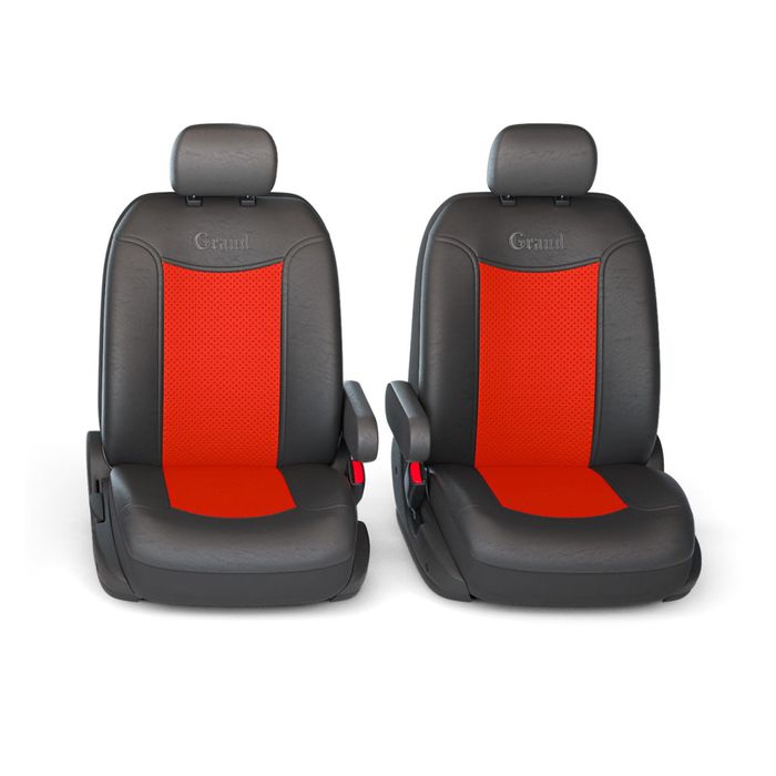 Авточехлы универcальные AUTOPROFI GRAND FULL, GND-1305GF BK/RD, экокожа, набор из 13 предметов, цвет чёрный/красный