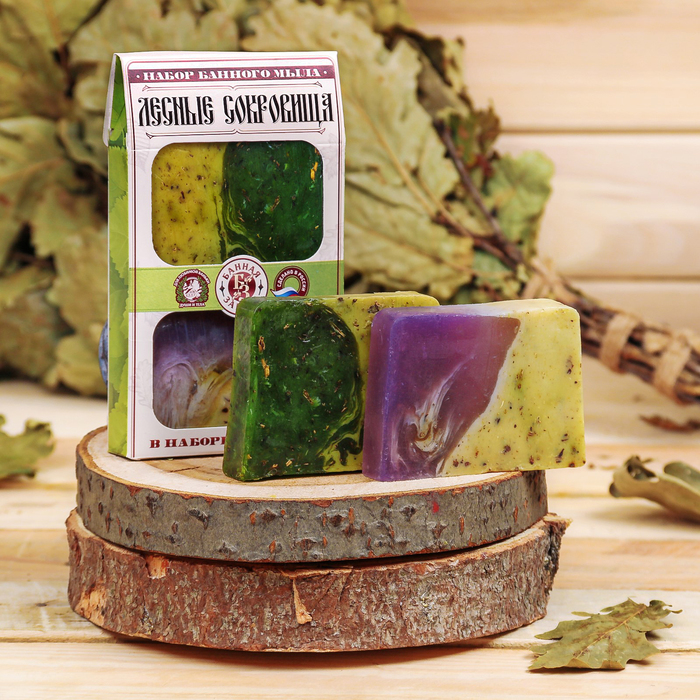 Набор "Лесные сокровища ": 2 мыла для бани ручной работы