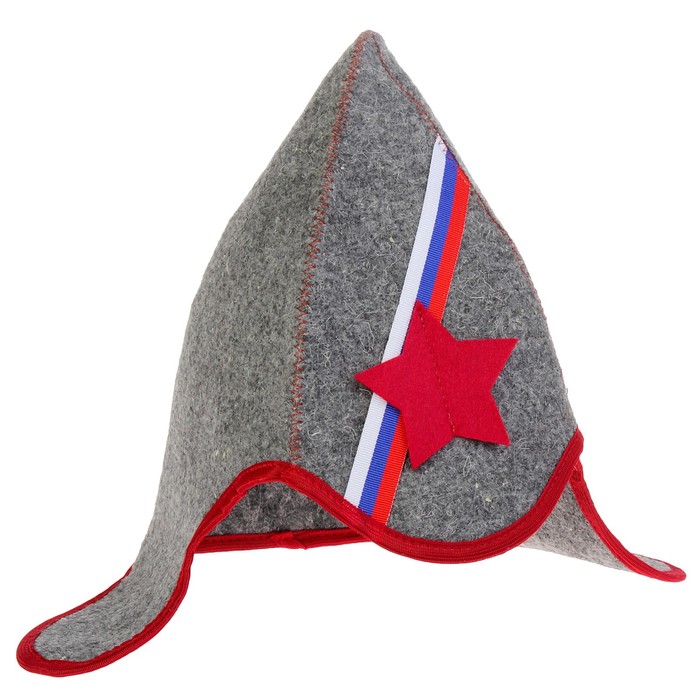 Шапка банная "Будёновка. Патриотичная", войлок, серая