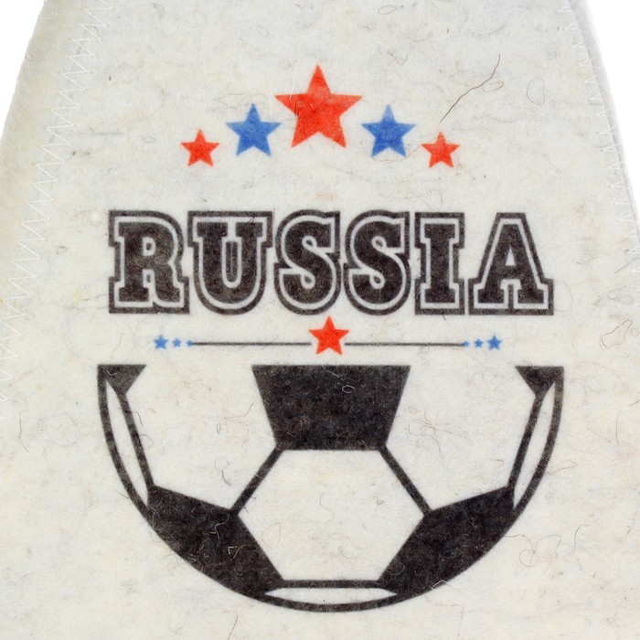 Шапка банная с принтом "RUSSIA. Футбольная", войлок, белая