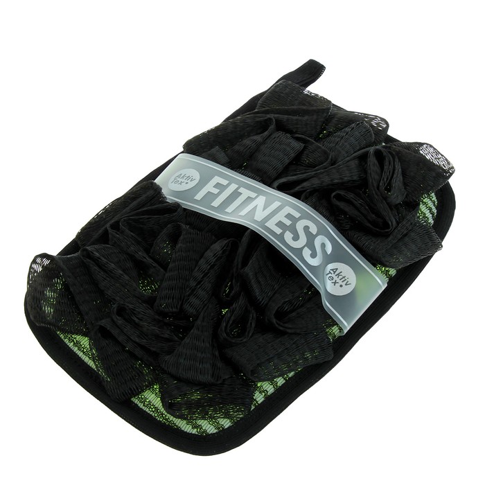 Мочалка банная "Fitness Woman" женская, чёрная, 19х12см