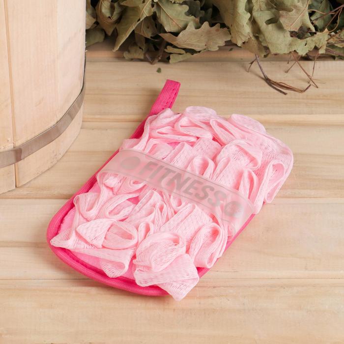 Мочалка банная "Fitness Woman" женская, розовая, 19х12см