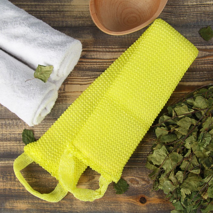 Мочалка банная вязаная "Супердлинная", с поролоном, 70х10см