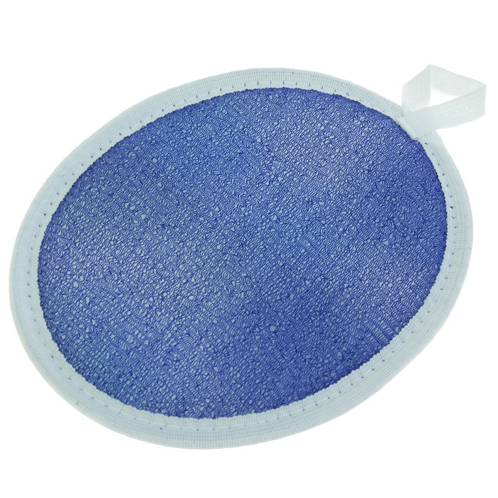 Мочалка банная "Круглая, с цветами" голубая + салатовая