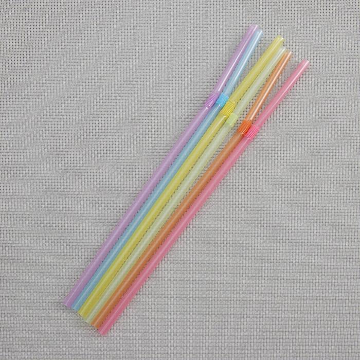 Набор трубочек для коктейля 5х210 мм, 50 шт, неоновые, с гофрой