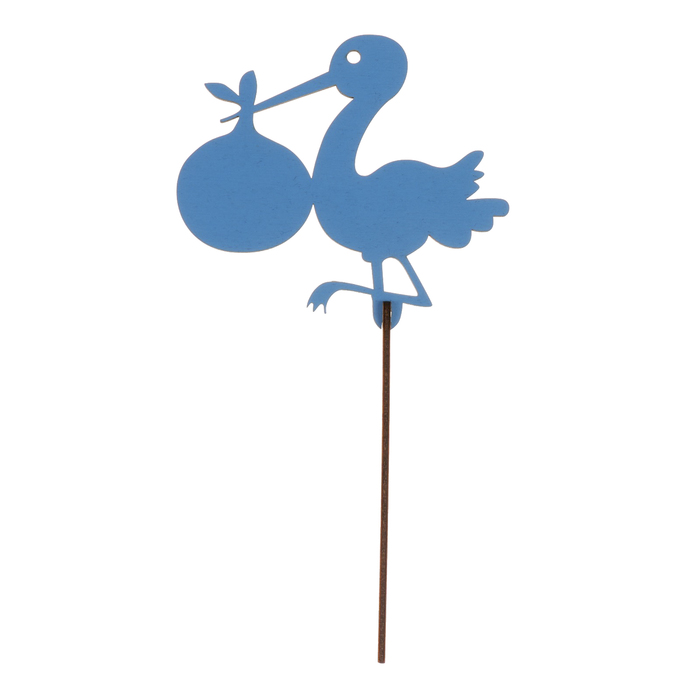Топпер "Аист" из фанеры, 12х14 см, голубой