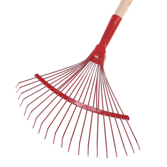 Грабли веерные, проволочные, 20 зубцов, металл, деревянный черенок, 1 сорт