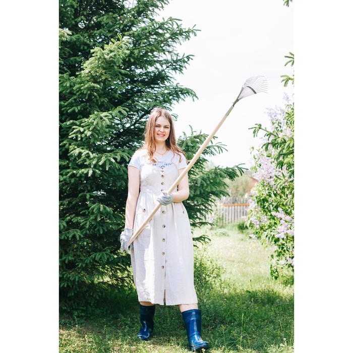 Грабли веерные, проволочные, 20 зубцов, оцинкованные, деревянный черенок, 1 сорт