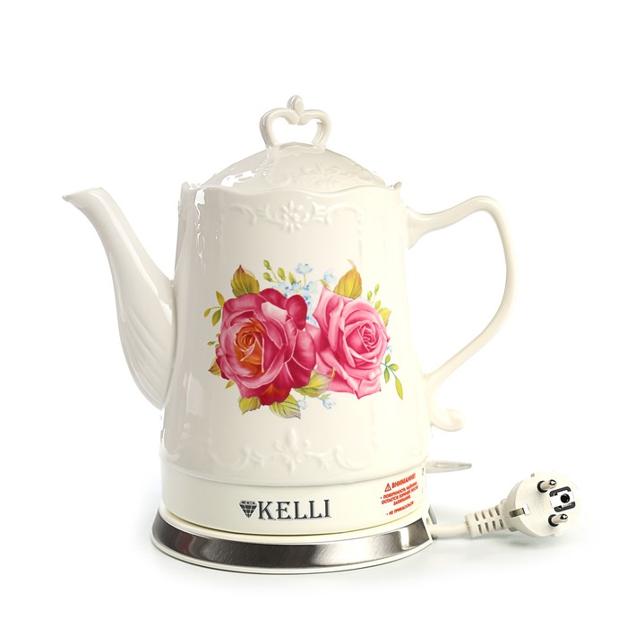 Чайник керамический KELLI KL-1339, 2200 Вт, 1.7 л, белый