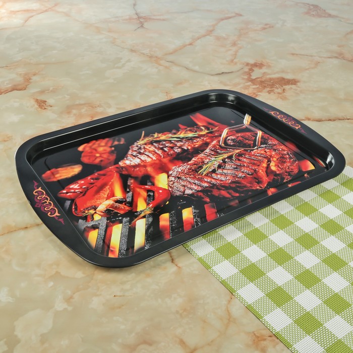 Поднос прямоугольный "Шашлык" МИКС 45х32,5 см