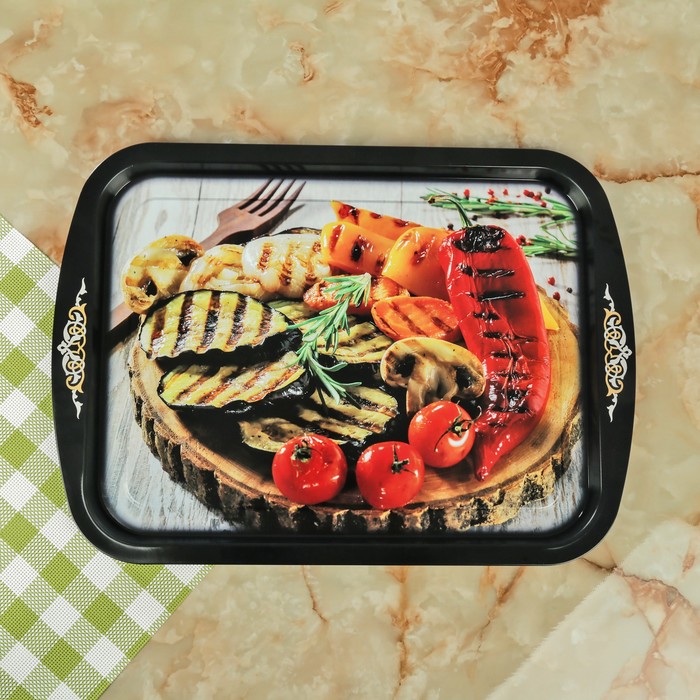 Поднос прямоугольный "Шашлык" МИКС 45х32,5 см