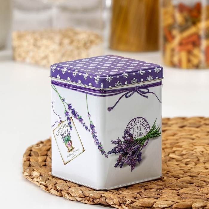 Банка для сыпучих продуктов 860 мл "Лаванда", 8,7х8,7 см, h=11,4 см