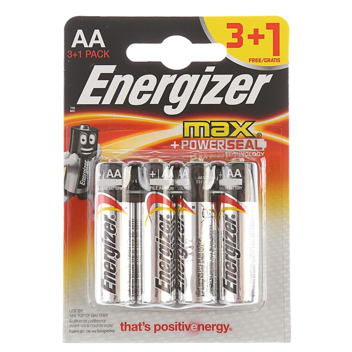 Батарейка алкалиновая Energizer Max, LR6-4BL, блистер, 4 шт