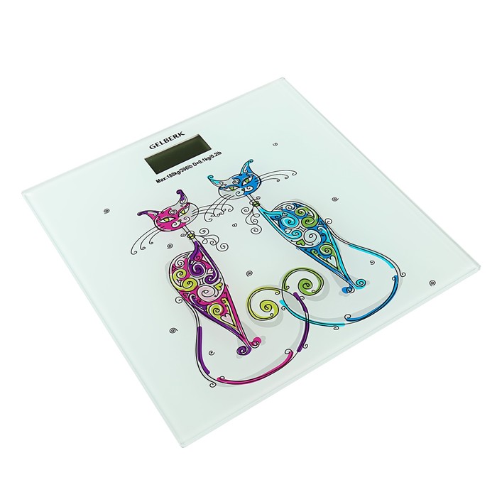 Весы напольные Gelberk GL-205, электронные, до 180 кг, "Кошки"