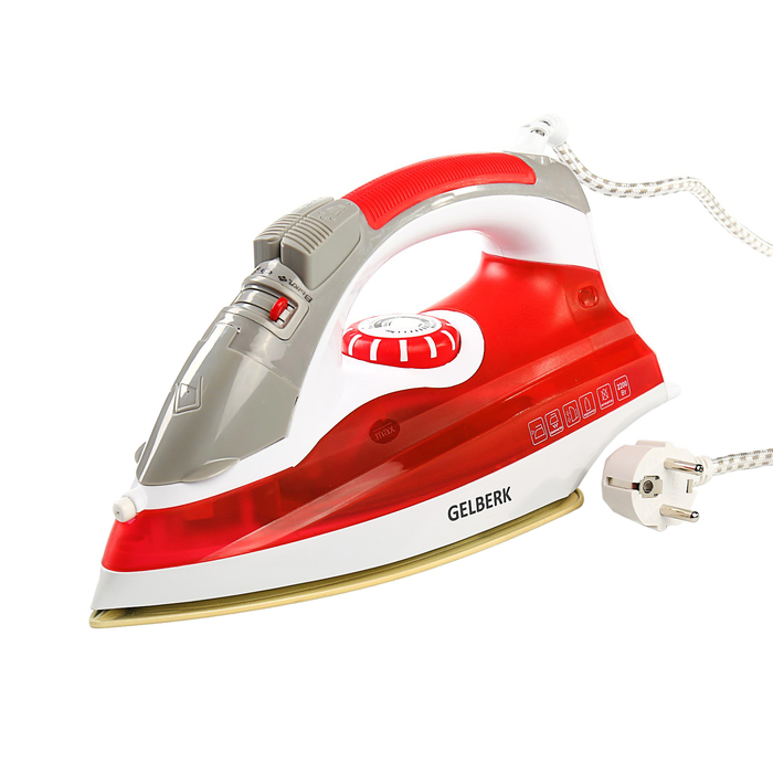 Утюг Gelberg GL-706, 2200 Вт, керамическая подошва, шнур 1,5 м, красный