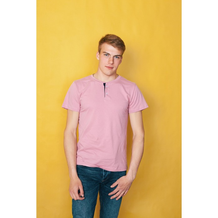 Футболка мужская на пуговицах MINAKU, размер 48, цвет лиловый