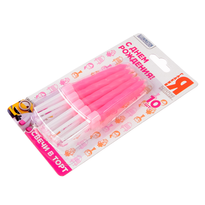 Свечи в торт в наборе "С Днем Рождения", Гадкий Я, 10 шт., 6 х 0,5 см