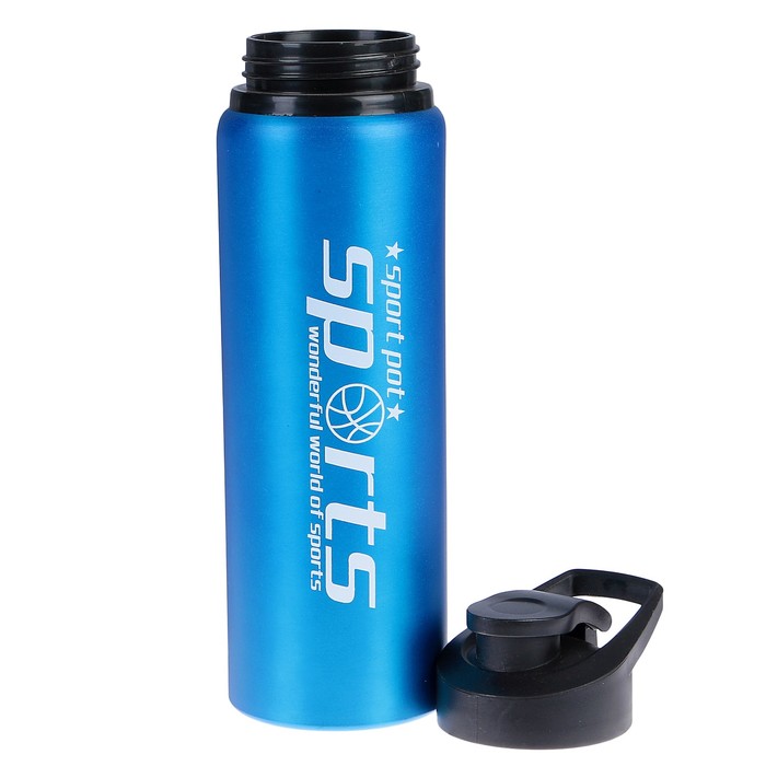 Бутылка для воды 750 мл Sports, алюминий, крышка на защёлке, микс, 7х25 см