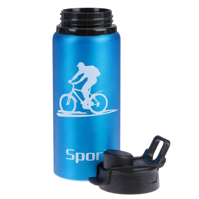 Бутылка для воды 600 мл «Велосипедист», прямая, на защелке, алюминий, микс, 8х21.5 см