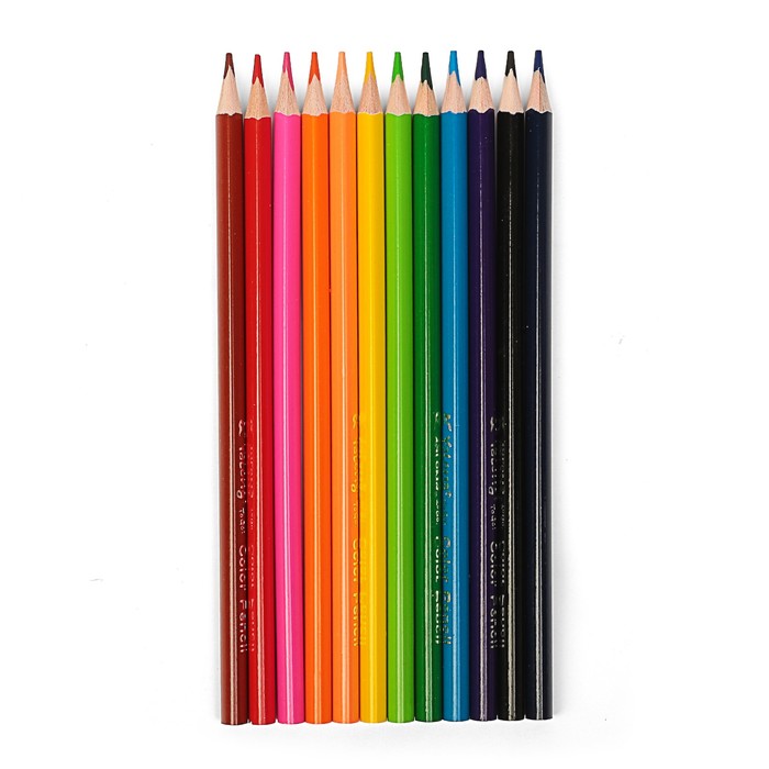 Карандаши 12цв в картонной коробке Yalong заточенные треугольные МИКС